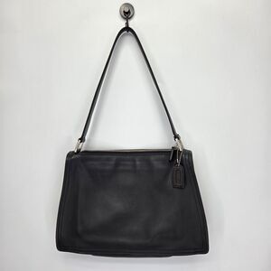 Vintage Coach 6145 Top Zip Shoulder Handbag Purse Black Leather